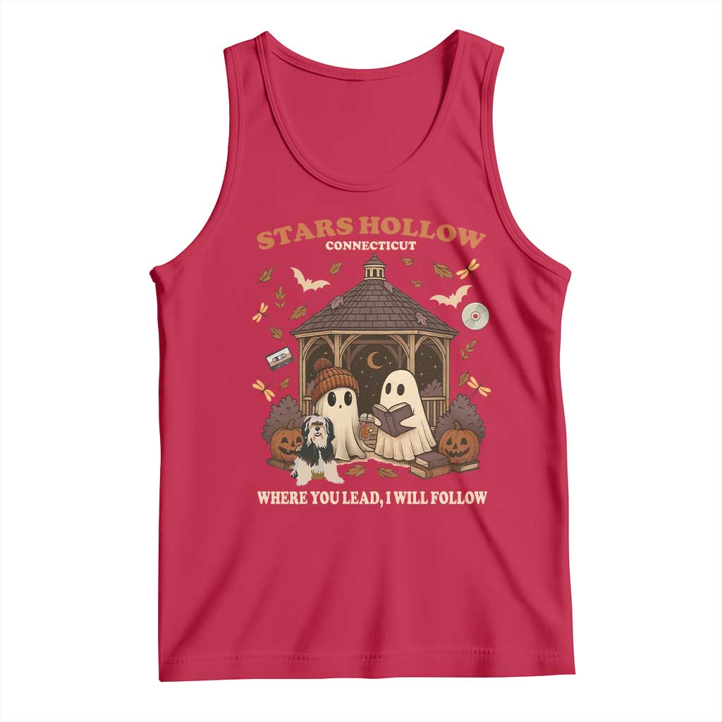 Halloween Stars Hollow Tank Top Retro Book Lover Cute Ghost Fall Pumpkin TS10 Red Print Your Wear