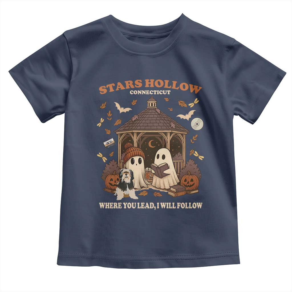 Halloween Stars Hollow Toddler T Shirt Retro Book Lover Cute Ghost Fall Pumpkin TS10 Navy Print Your Wear