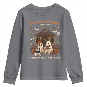 Halloween Stars Hollow Youth Sweatshirt Retro Book Lover Cute Ghost Fall Pumpkin TS10 Charcoal Print Your Wear