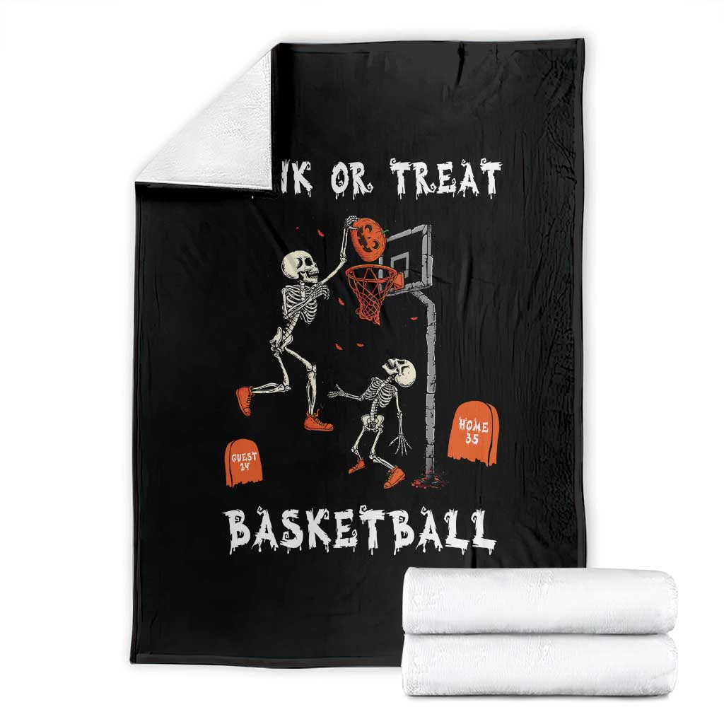 Halloween Skeleton Basketball Throw Blanket Funny Basketballer Sports Player TS10 Black Print Your Wear