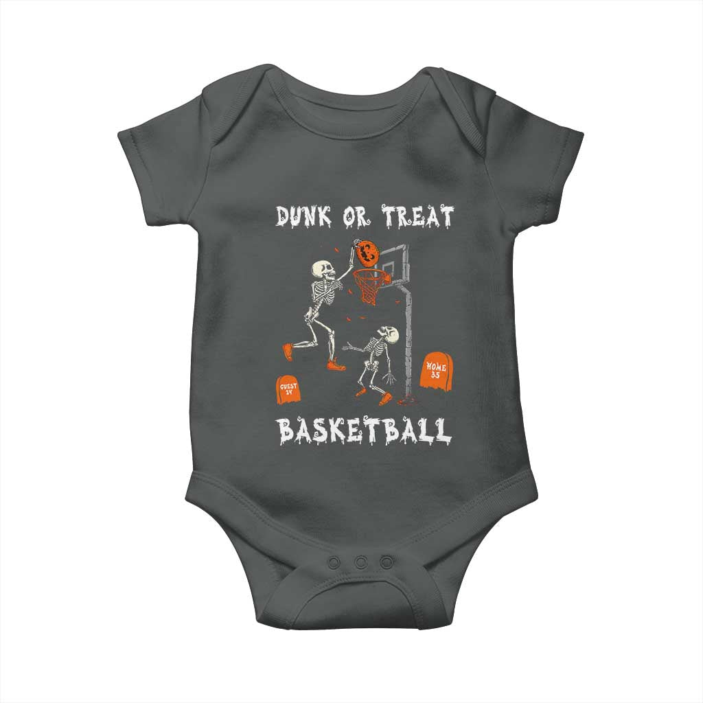 Halloween Skeleton Basketball Baby Onesie Funny Basketballer Sports Player TS10 Dark Heather Print Your Wear