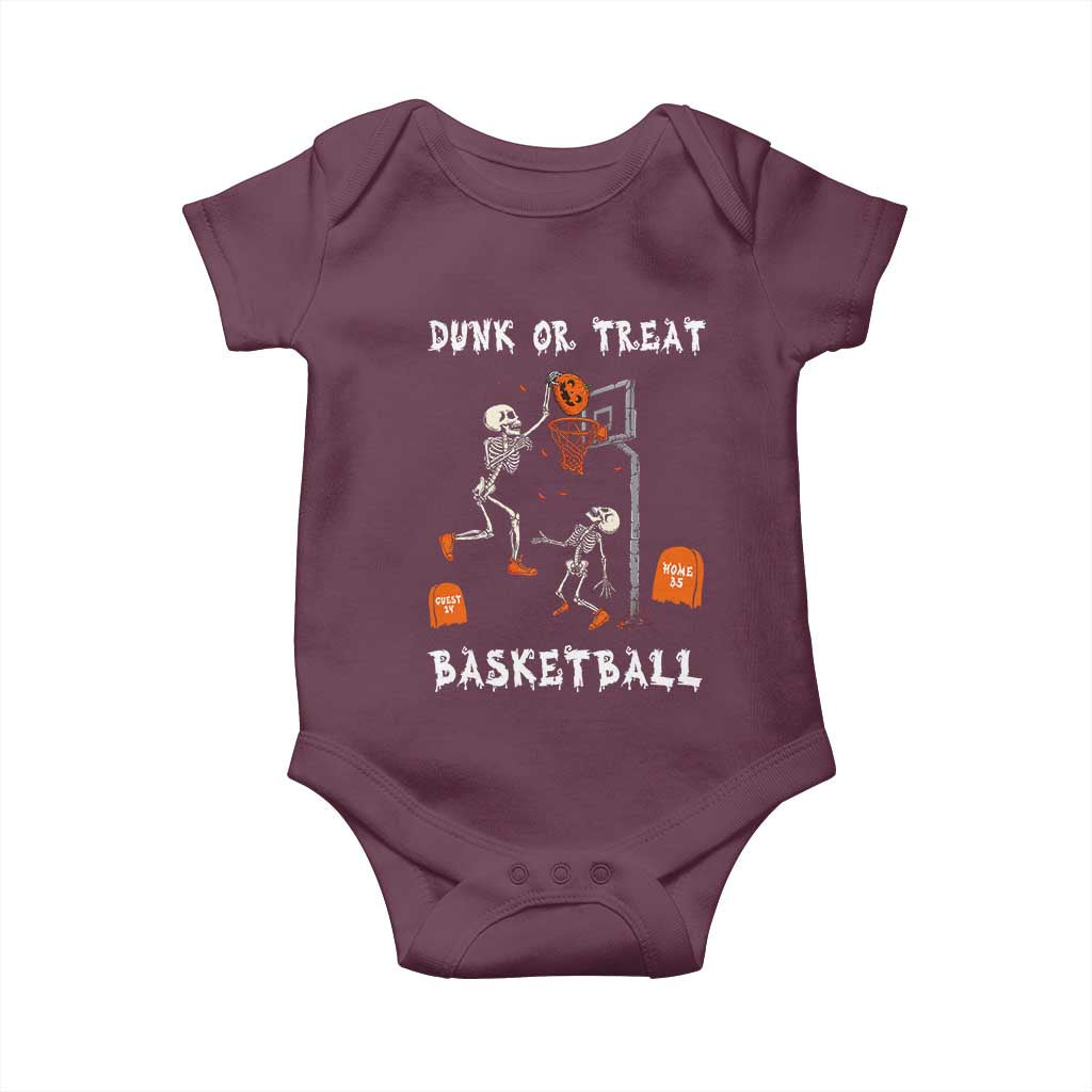 Halloween Skeleton Basketball Baby Onesie Funny Basketballer Sports Player TS10 Maroon Print Your Wear