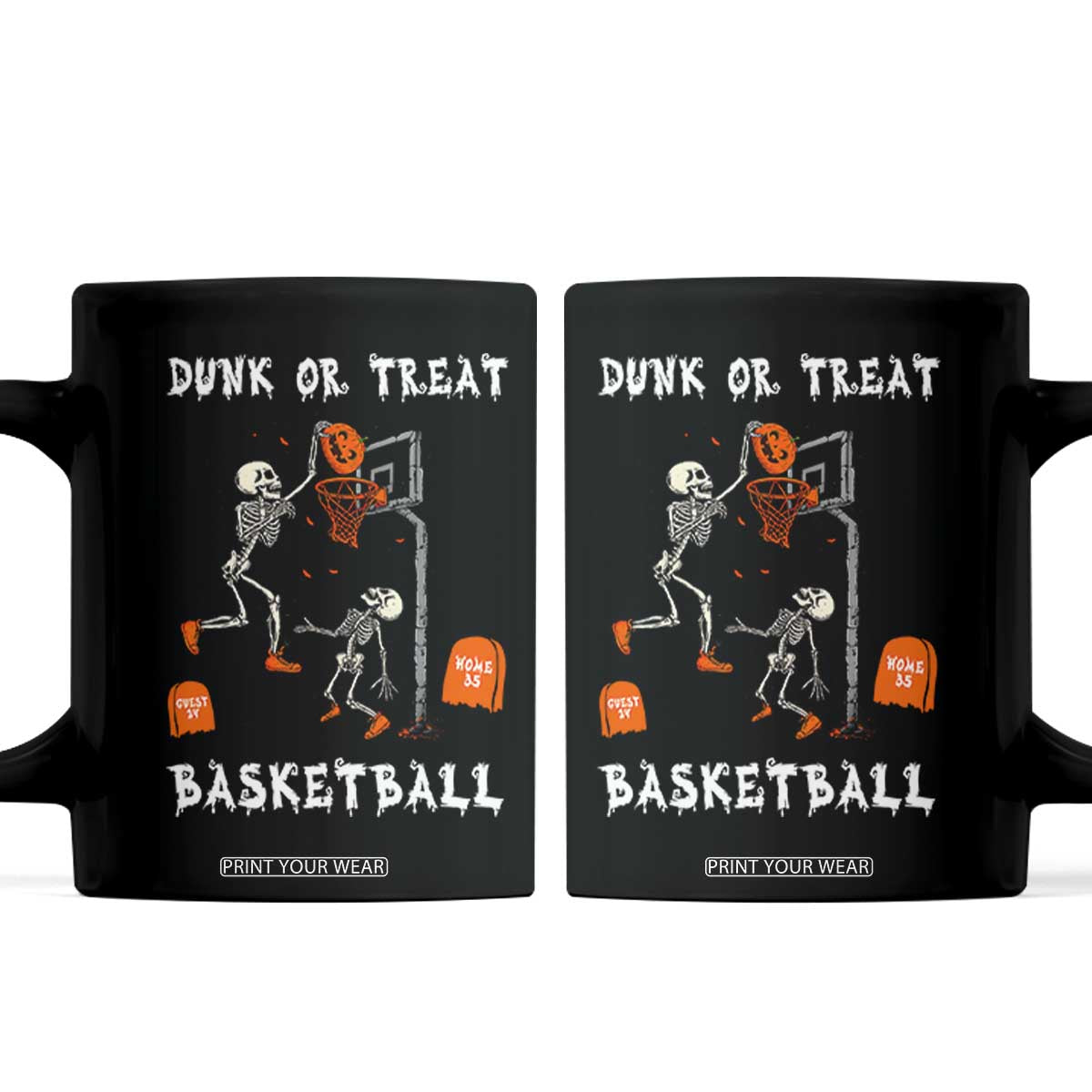 Halloween Skeleton Basketball Coffee Mug Funny Basketballer Sports Player TS10 Black Print Your Wear