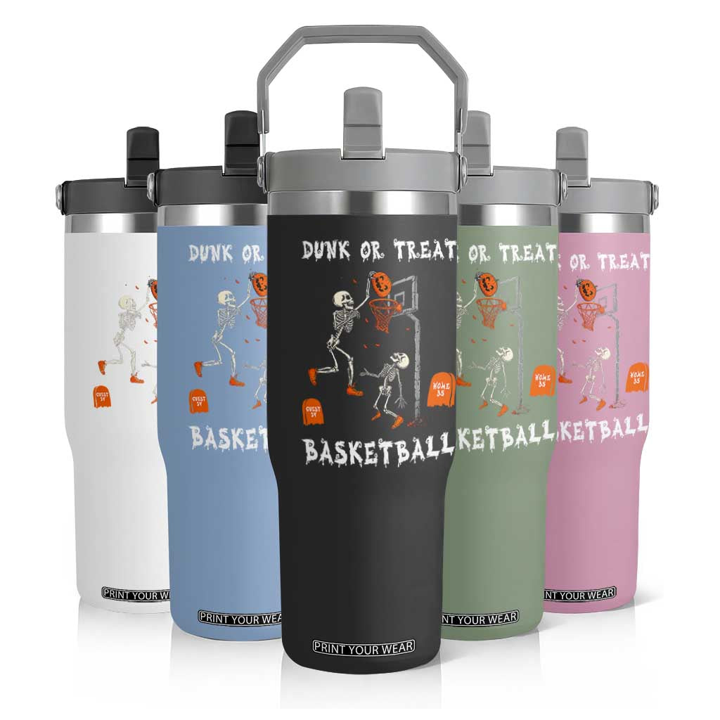 Halloween Skeleton Basketball Flip Straw Tumbler Funny Basketballer Sports Player TS10 Print Your Wear