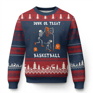 Halloween Skeleton Basketball Ugly Christmas Sweater Funny Basketballer Sports Player - Print Your Wear