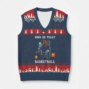 Halloween Skeleton Basketball V-Neck Knit Sweater Vest Funny Basketballer Sports Player TS10 Navy Red Print Your Wear