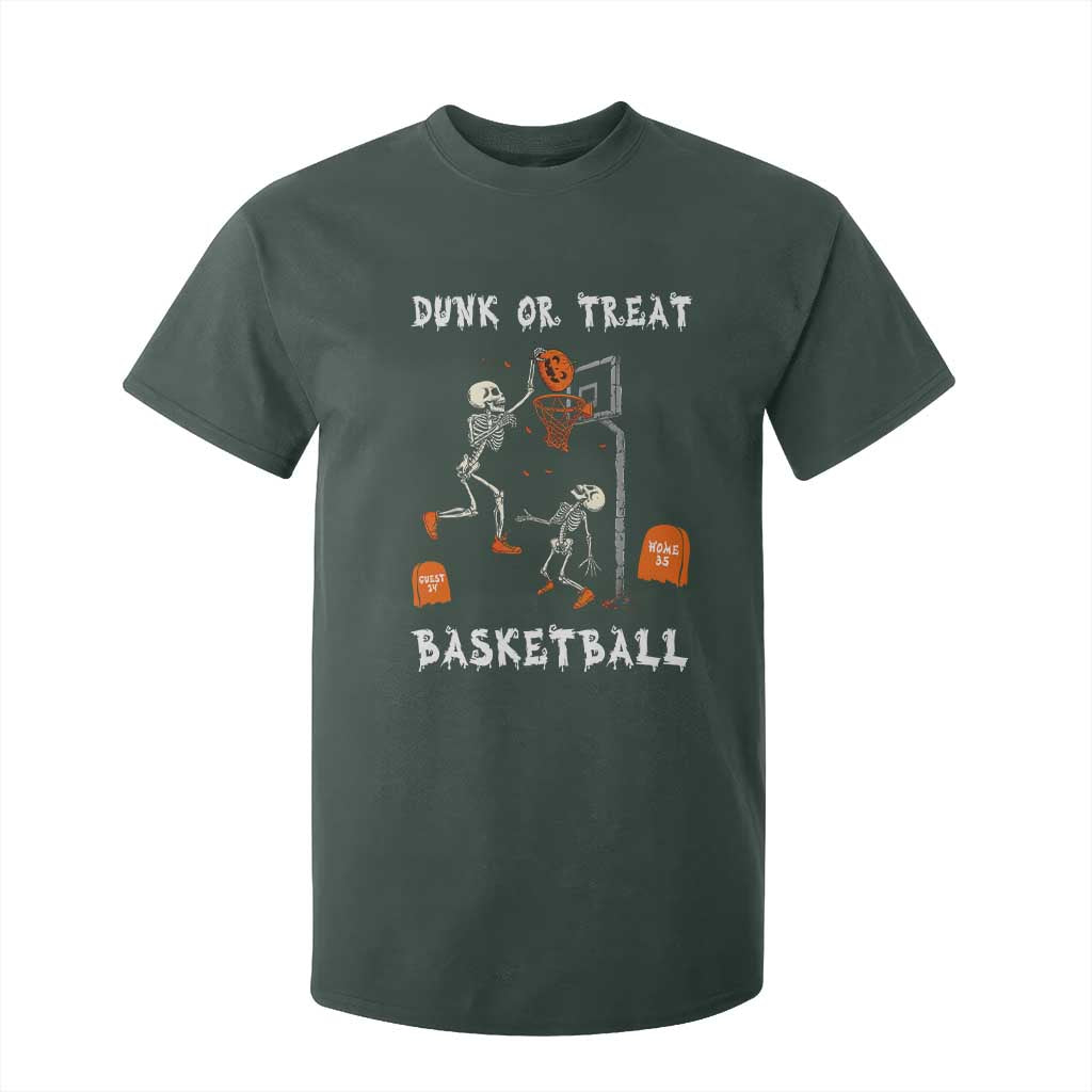 Halloween Skeleton Basketball T Shirt For Kid Funny Basketballer Sports Player TS10 Dark Forest Green Print Your Wear