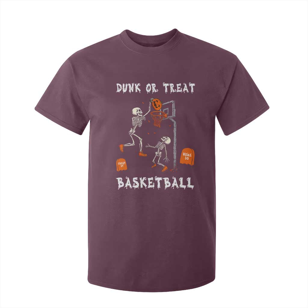 Halloween Skeleton Basketball T Shirt For Kid Funny Basketballer Sports Player TS10 Maroon Print Your Wear