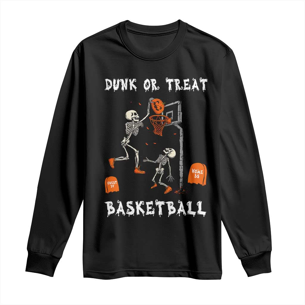 Halloween Skeleton Basketball Long Sleeve Shirt Funny Basketballer Sports Player TS10 Black Print Your Wear