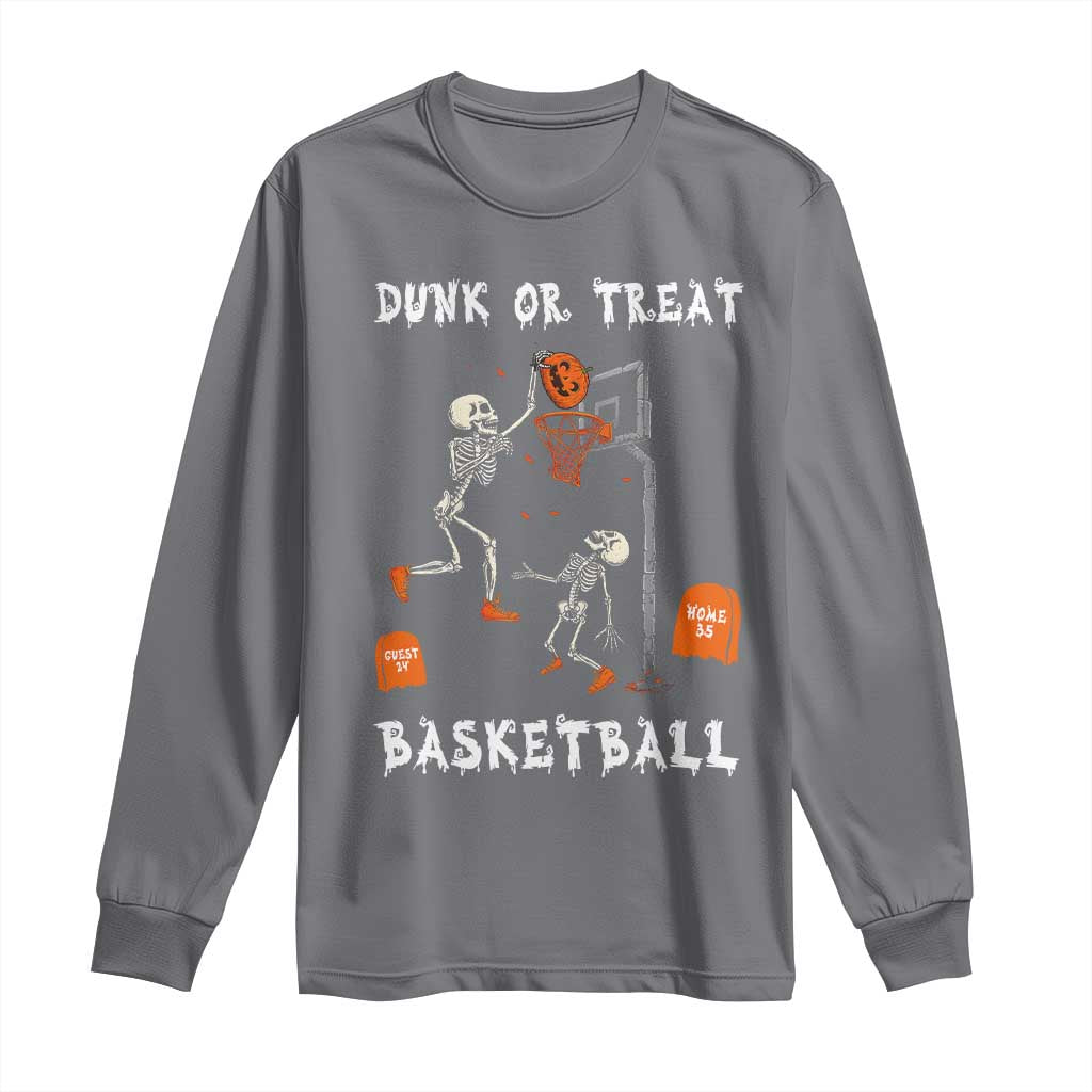 Halloween Skeleton Basketball Long Sleeve Shirt Funny Basketballer Sports Player TS10 Charcoal Print Your Wear