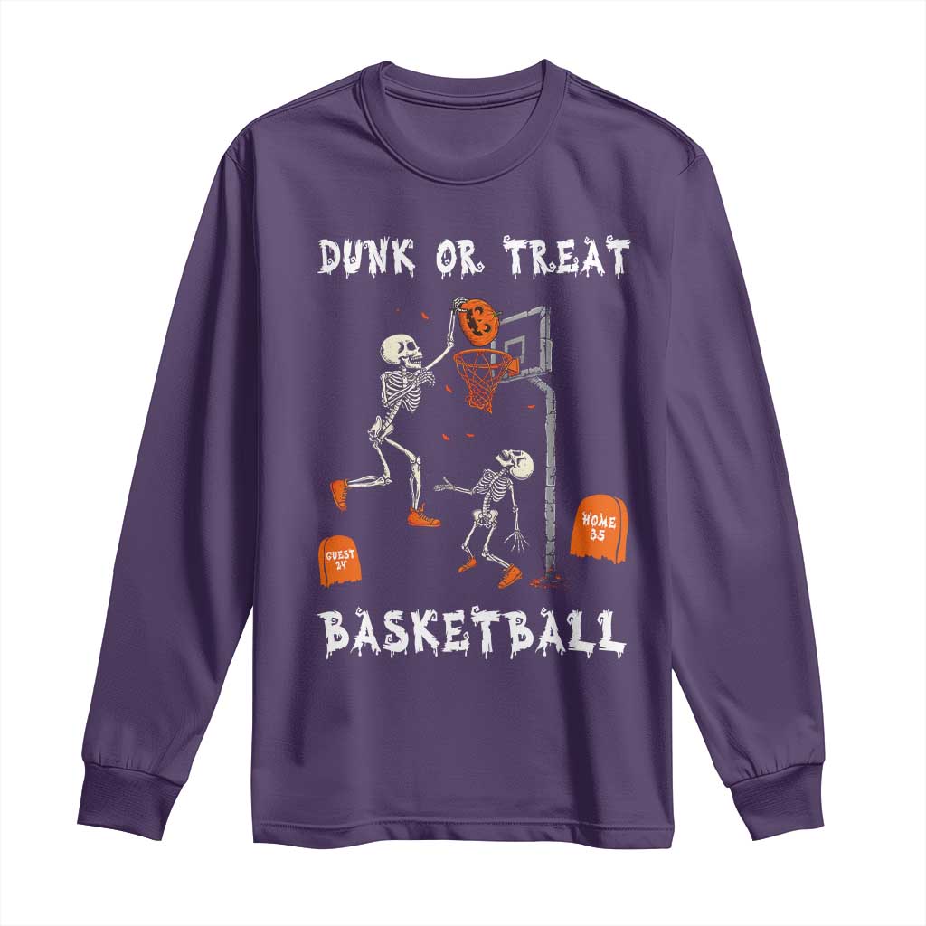 Halloween Skeleton Basketball Long Sleeve Shirt Funny Basketballer Sports Player TS10 Purple Print Your Wear