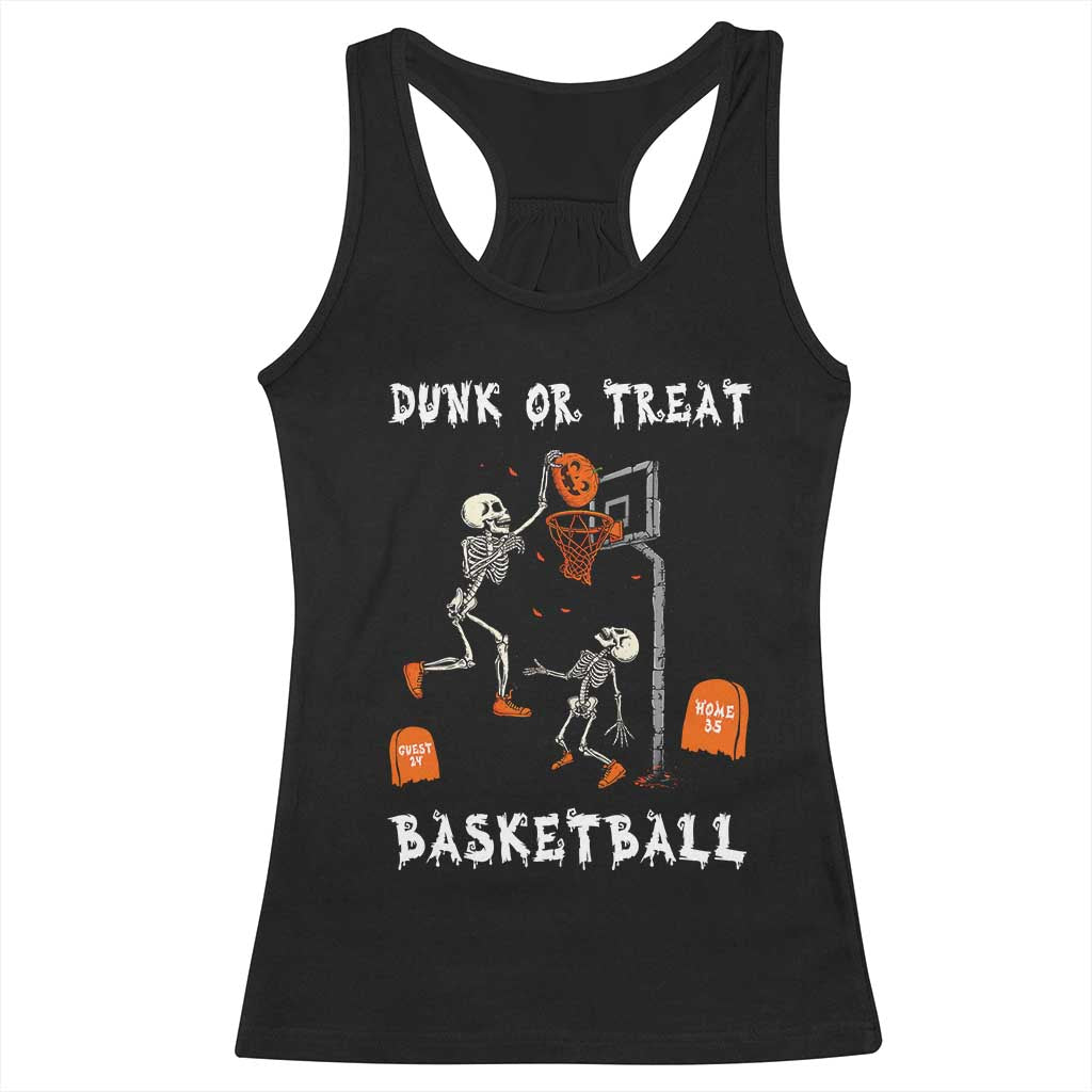 Halloween Skeleton Basketball Racerback Tank Top Funny Basketballer Sports Player - Print Your Wear