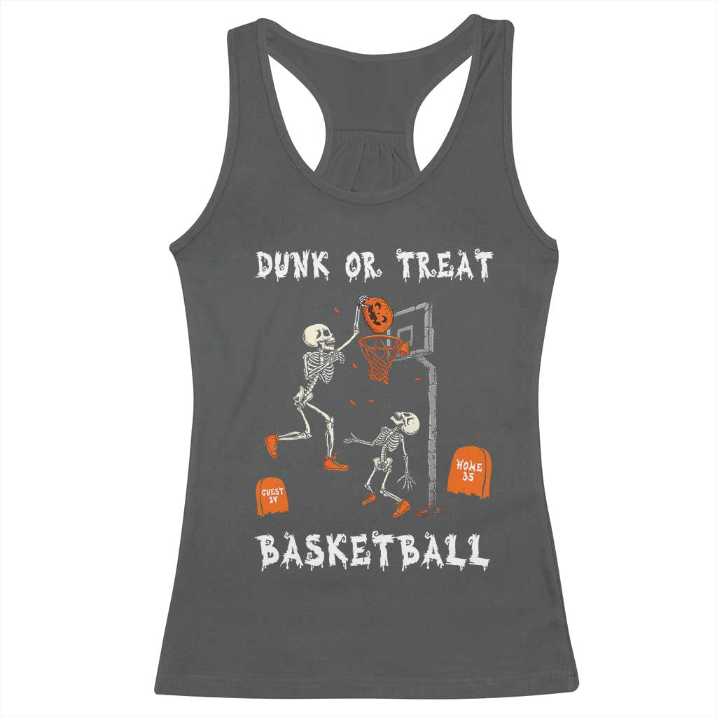 Halloween Skeleton Basketball Racerback Tank Top Funny Basketballer Sports Player TS10 Dark Heather Print Your Wear
