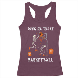 Halloween Skeleton Basketball Racerback Tank Top Funny Basketballer Sports Player TS10 Maroon Print Your Wear