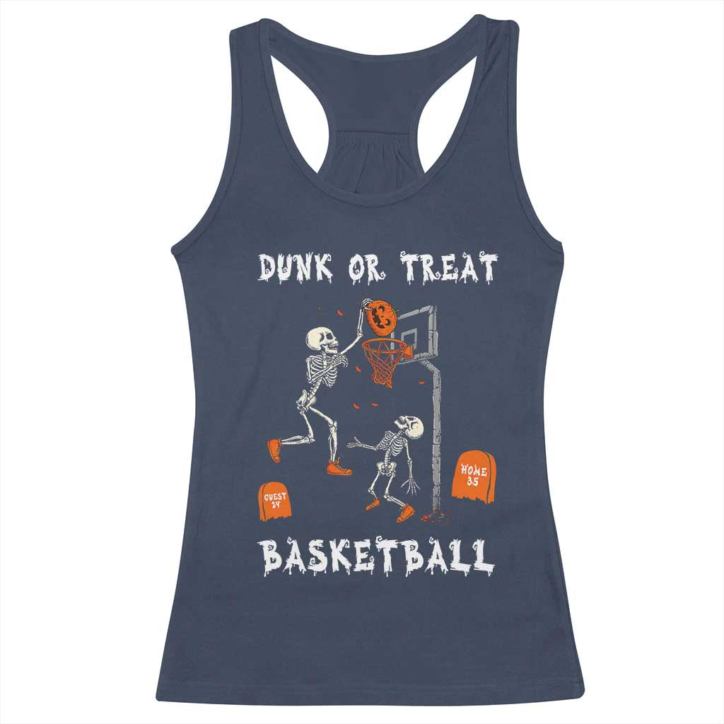 Halloween Skeleton Basketball Racerback Tank Top Funny Basketballer Sports Player TS10 Navy Print Your Wear