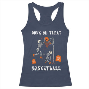 Halloween Skeleton Basketball Racerback Tank Top Funny Basketballer Sports Player - Print Your Wear