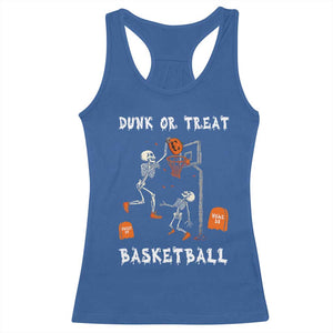 Halloween Skeleton Basketball Racerback Tank Top Funny Basketballer Sports Player - Print Your Wear