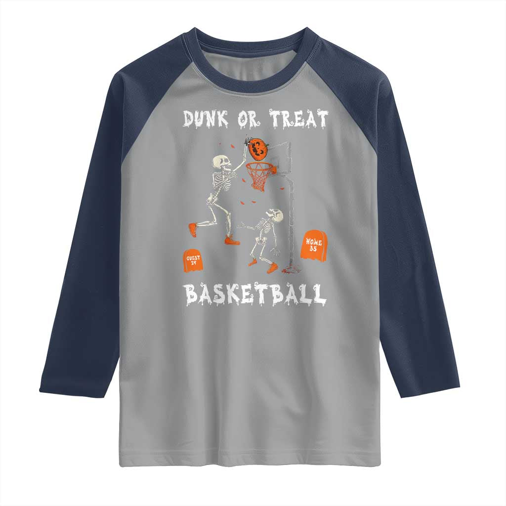Halloween Skeleton Basketball Raglan Shirt Funny Basketballer Sports Player TS10 Sport Gray Navy Print Your Wear