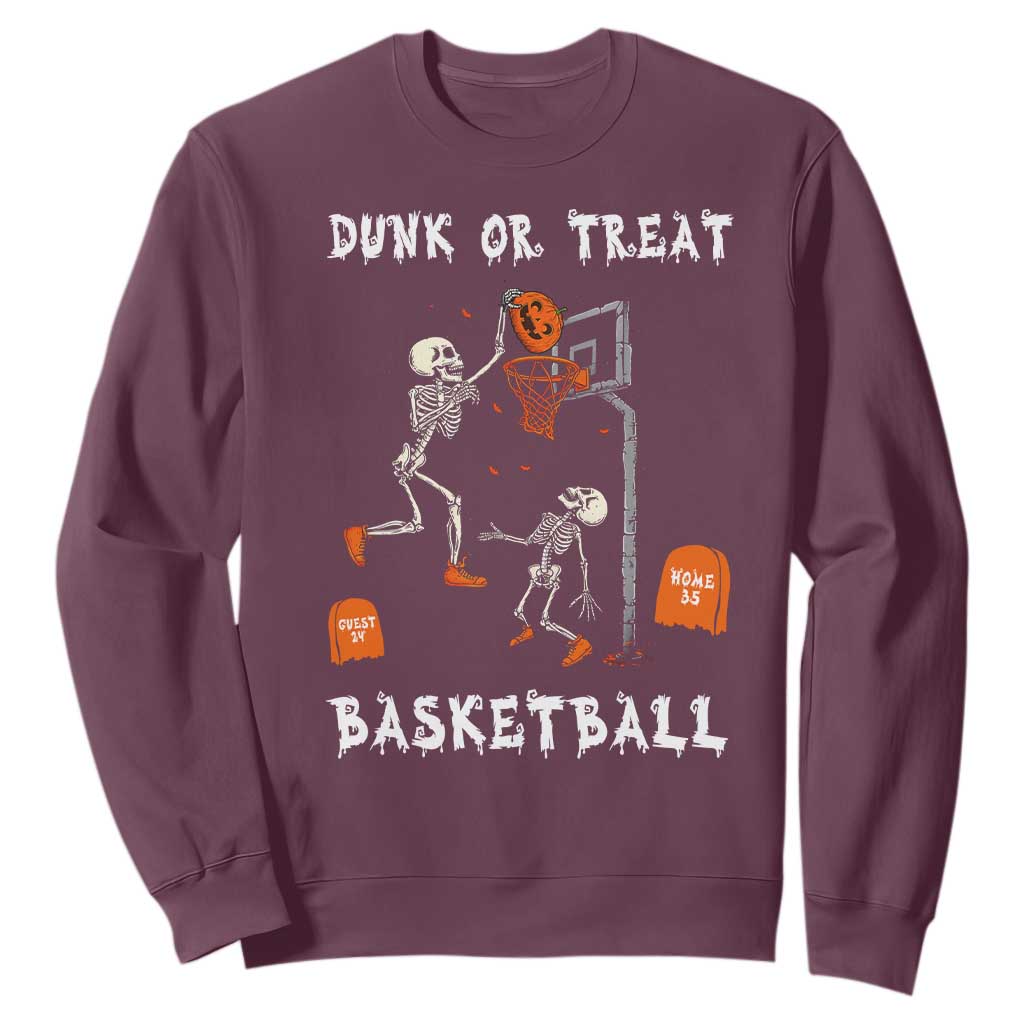 Halloween Skeleton Basketball Sweatshirt Funny Basketballer Sports Player TS10 Maroon Print Your Wear