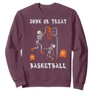 Halloween Skeleton Basketball Sweatshirt Funny Basketballer Sports Player TS10 Maroon Print Your Wear
