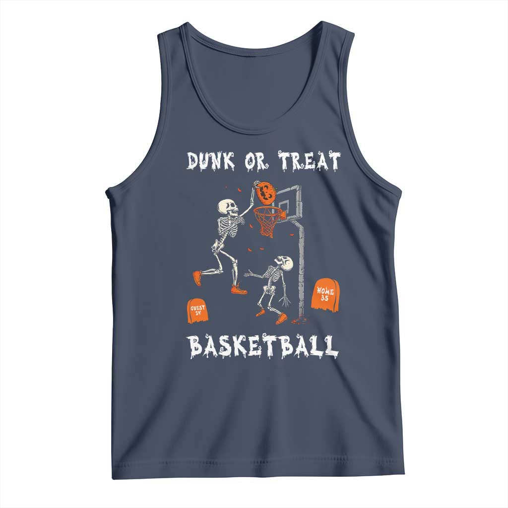 Halloween Skeleton Basketball Tank Top Funny Basketballer Sports Player TS10 Navy Print Your Wear