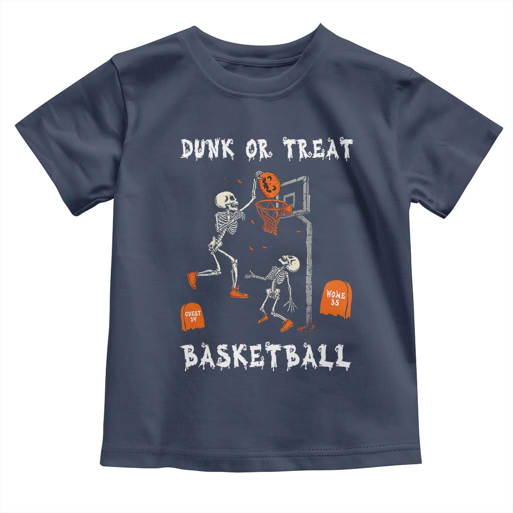 Halloween Skeleton Basketball Toddler T Shirt Funny Basketballer Sports Player TS10 Navy Print Your Wear
