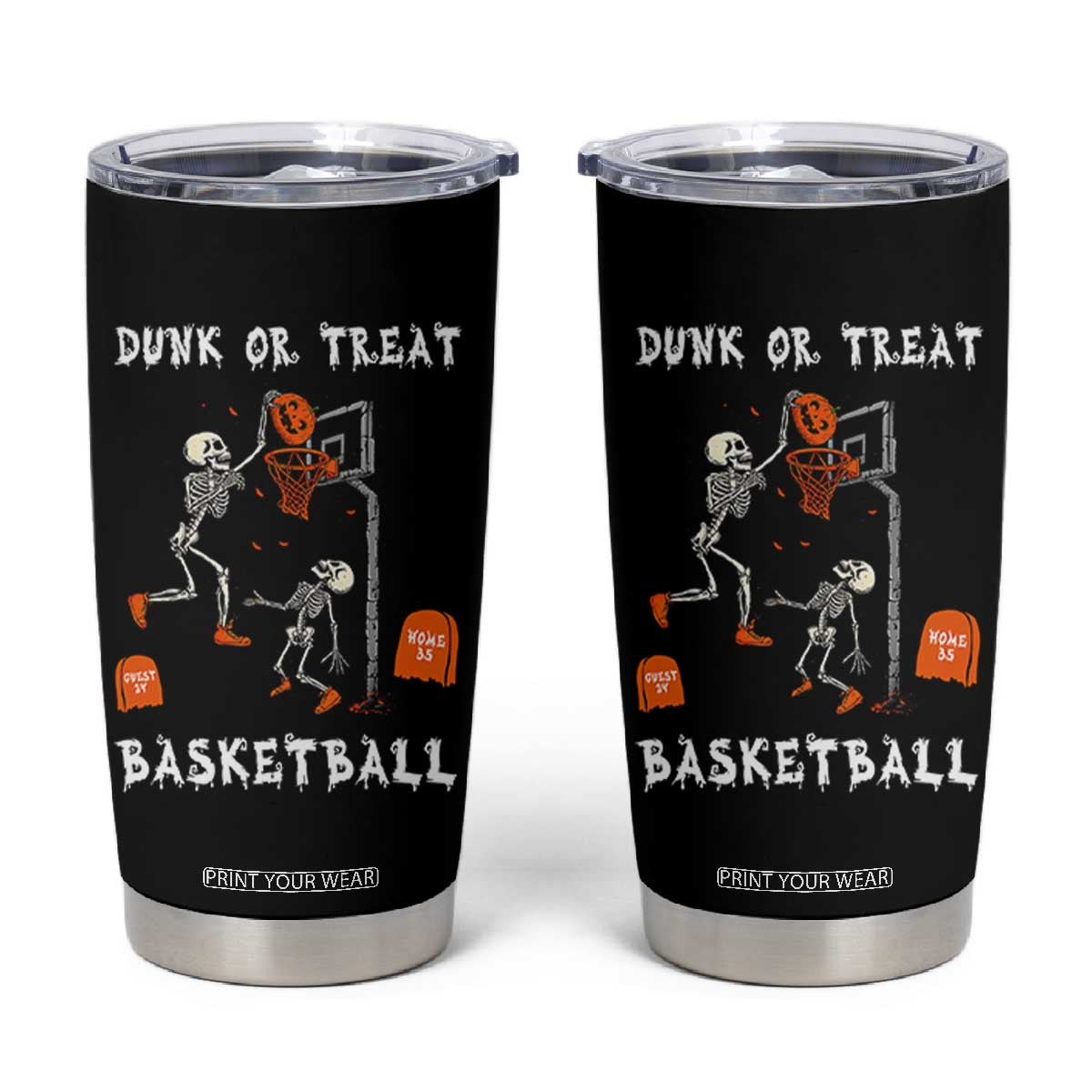 Halloween Skeleton Basketball Tumbler Cup Funny Basketballer Sports Player - Print Your Wear
