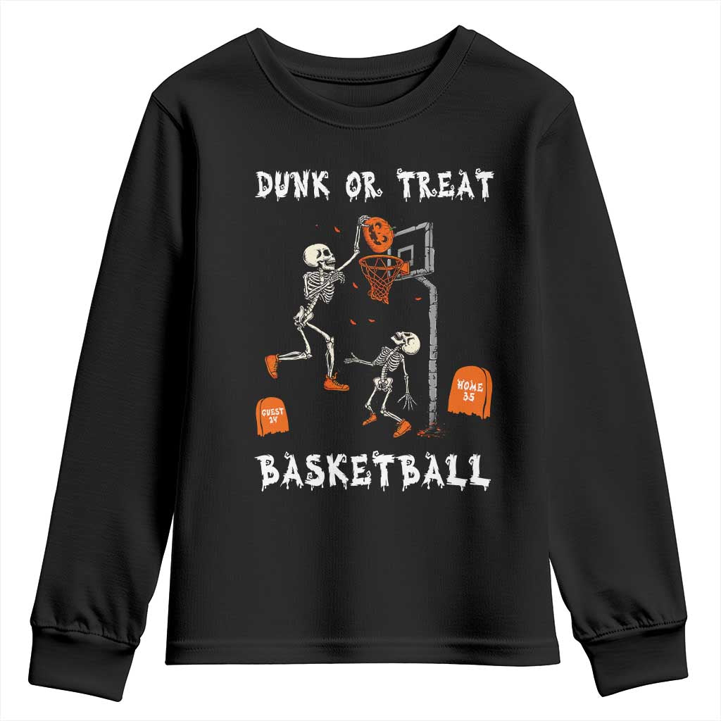 Halloween Skeleton Basketball Youth Sweatshirt Funny Basketballer Sports Player TS10 Black Print Your Wear