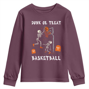Halloween Skeleton Basketball Youth Sweatshirt Funny Basketballer Sports Player TS10 Maroon Print Your Wear