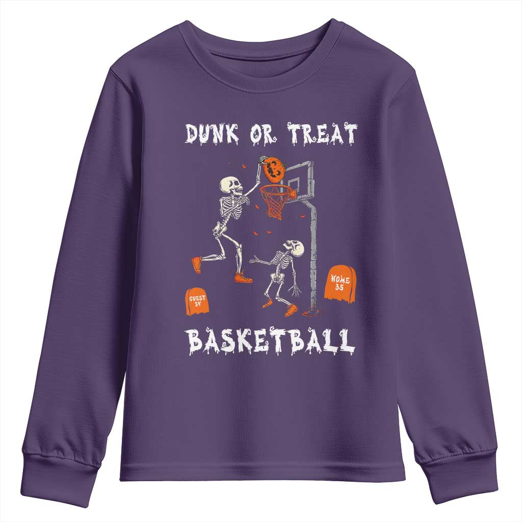 Halloween Skeleton Basketball Youth Sweatshirt Funny Basketballer Sports Player TS10 Purple Print Your Wear