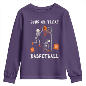 Halloween Skeleton Basketball Youth Sweatshirt Funny Basketballer Sports Player TS10 Purple Print Your Wear