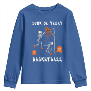 Halloween Skeleton Basketball Youth Sweatshirt Funny Basketballer Sports Player TS10 Royal Blue Print Your Wear