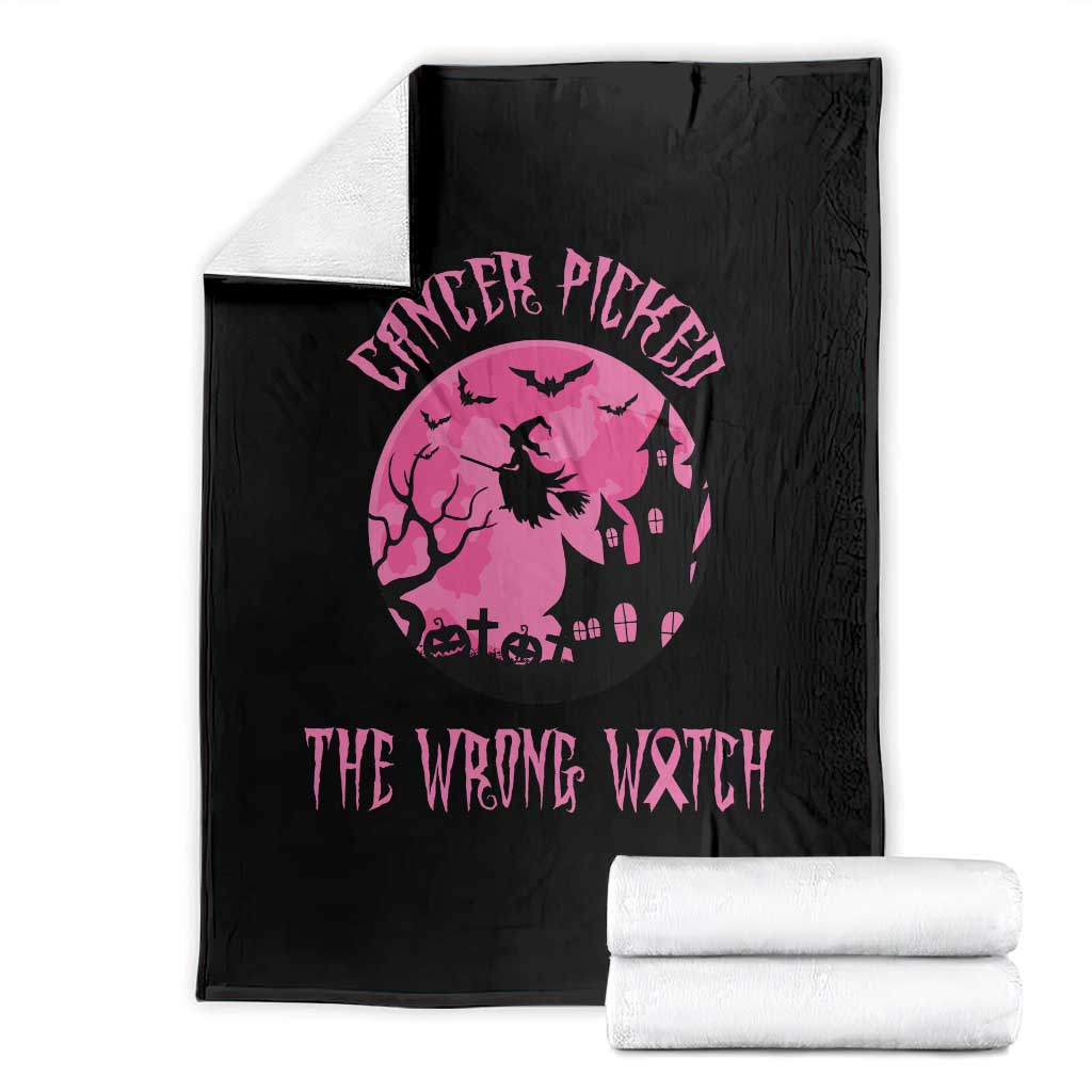 Breast Cancer Halloween Throw Blanket In October We Wear Pink Witch TS10 Black Print Your Wear