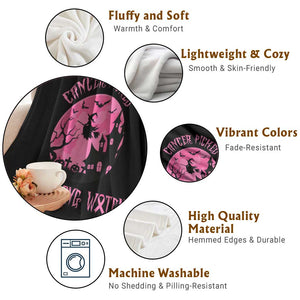 Breast Cancer Halloween Throw Blanket In October We Wear Pink Witch TS10 Print Your Wear
