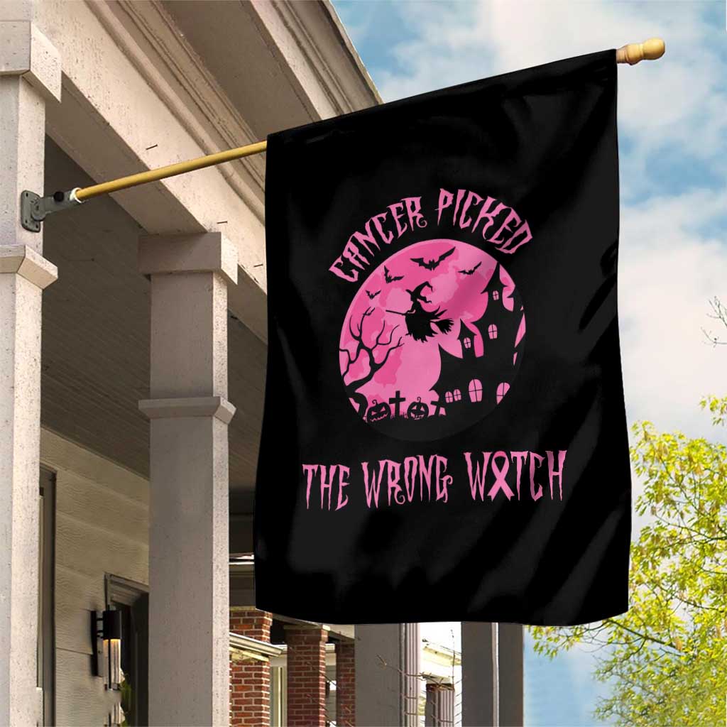 Breast Cancer Halloween Garden Flag In October We Wear Pink Witch TS10 Print Your Wear