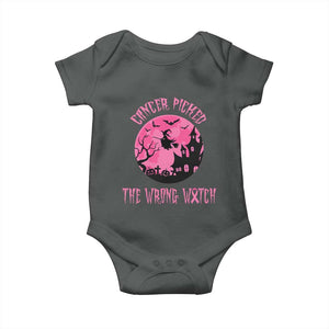 Breast Cancer Halloween Baby Onesie In October We Wear Pink Witch TS10 Dark Heather Print Your Wear
