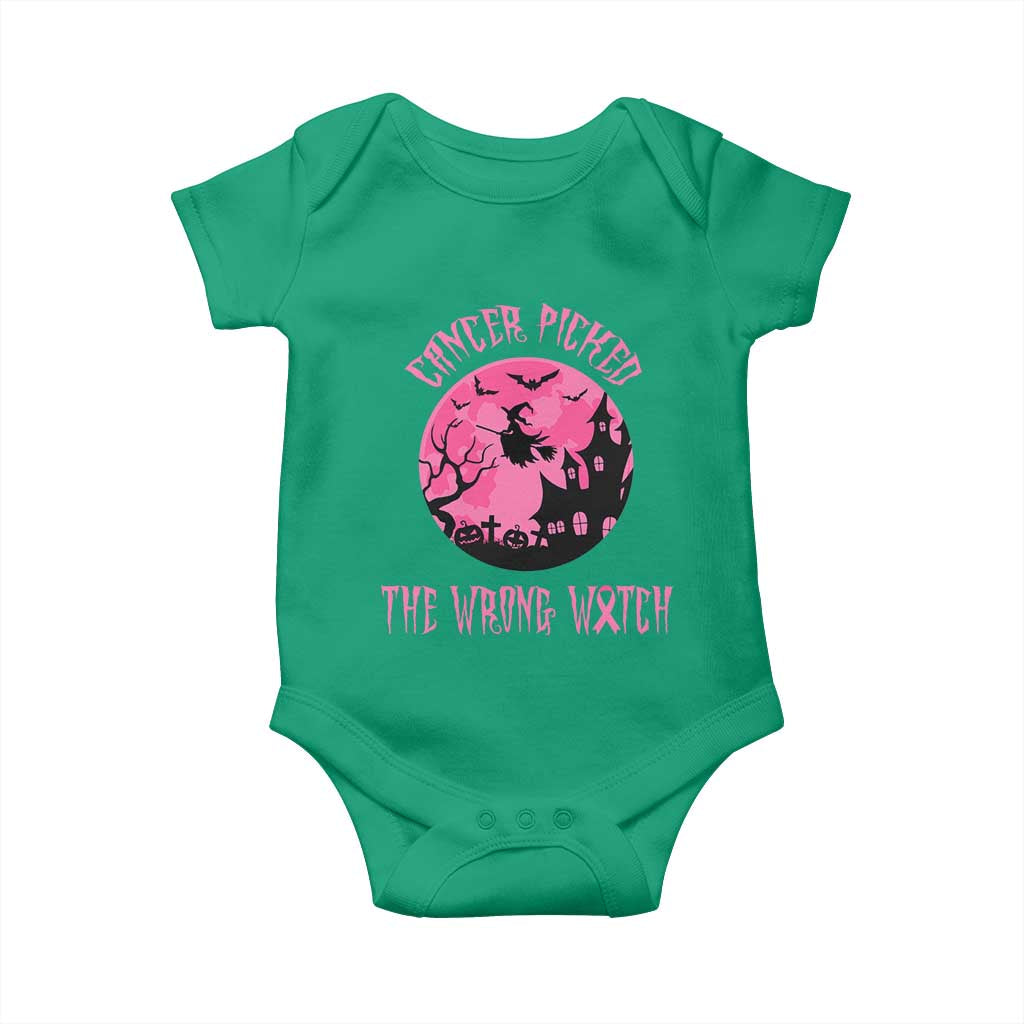 Breast Cancer Halloween Baby Onesie In October We Wear Pink Witch TS10 Irish Green Print Your Wear