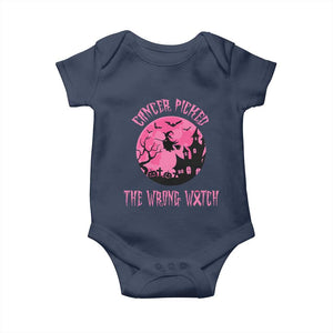 Breast Cancer Halloween Baby Onesie In October We Wear Pink Witch TS10 Navy Print Your Wear