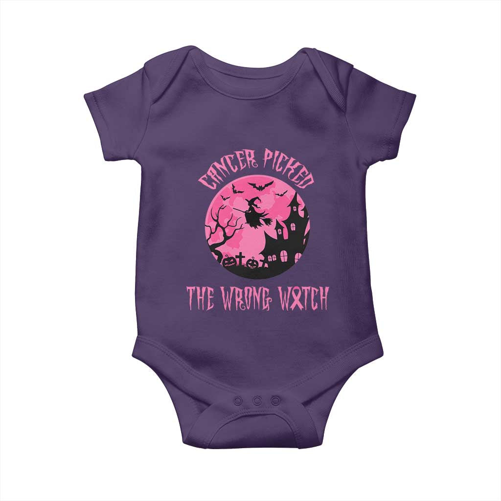 Breast Cancer Halloween Baby Onesie In October We Wear Pink Witch TS10 Purple Print Your Wear