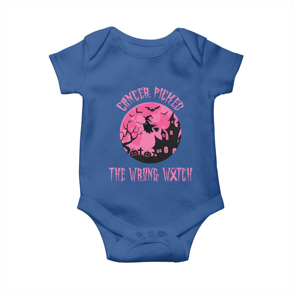 Breast Cancer Halloween Baby Onesie In October We Wear Pink Witch TS10 Royal Blue Print Your Wear
