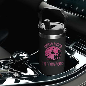Breast Cancer Halloween Flip Straw Tumbler In October We Wear Pink Witch TS10 Print Your Wear