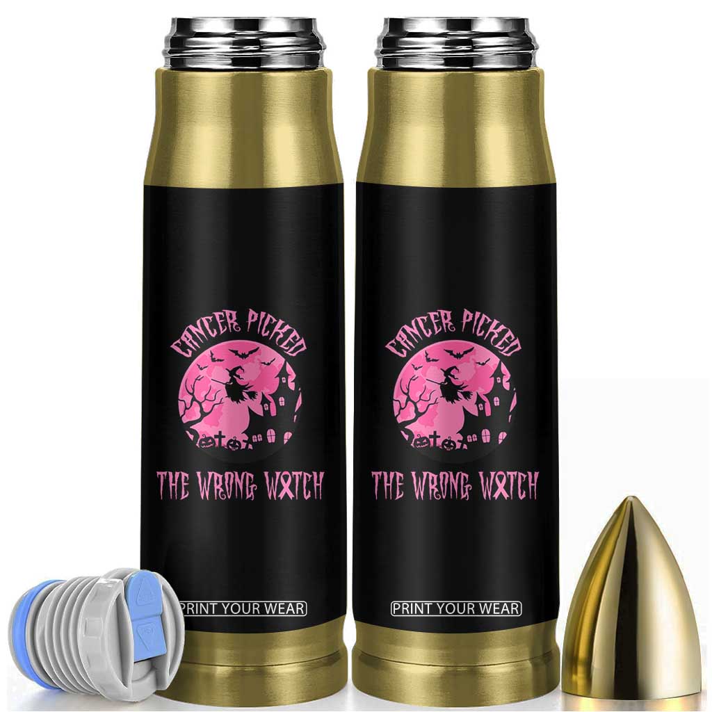 Breast Cancer Halloween Bullet Tumbler In October We Wear Pink Witch TS10 Black Print Your Wear