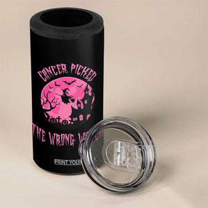 Breast Cancer Halloween 4 in 1 Can Cooler Tumbler In October We Wear Pink Witch TS10 Print Your Wear