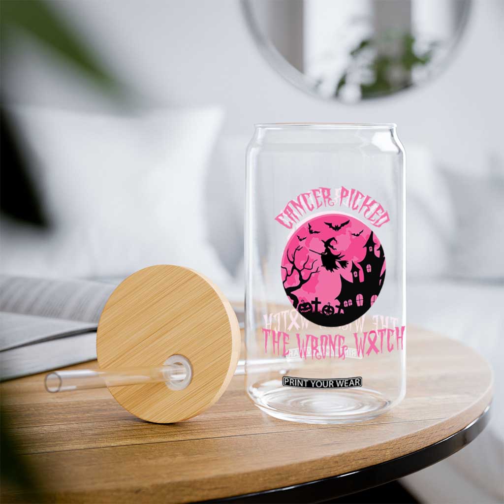 Breast Cancer Halloween Glass Can In October We Wear Pink Witch TS10 Print Your Wear