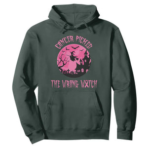Breast Cancer Halloween Hoodie In October We Wear Pink Witch TS10 Dark Forest Green Print Your Wear