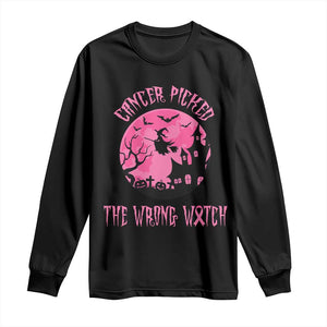 Breast Cancer Halloween Long Sleeve Shirt In October We Wear Pink Witch - Print Your Wear