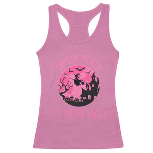 Breast Cancer Halloween Racerback Tank Top In October We Wear Pink Witch - Print Your Wear