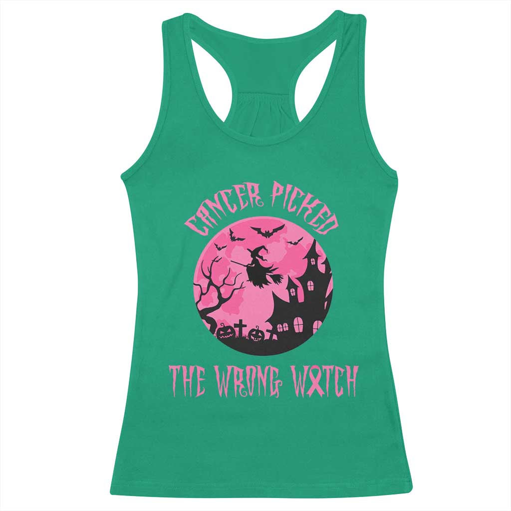 Breast Cancer Halloween Racerback Tank Top In October We Wear Pink Witch TS10 Irish Green Print Your Wear