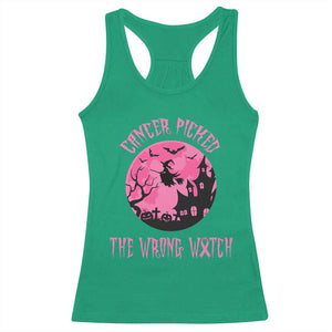 Breast Cancer Halloween Racerback Tank Top In October We Wear Pink Witch - Print Your Wear