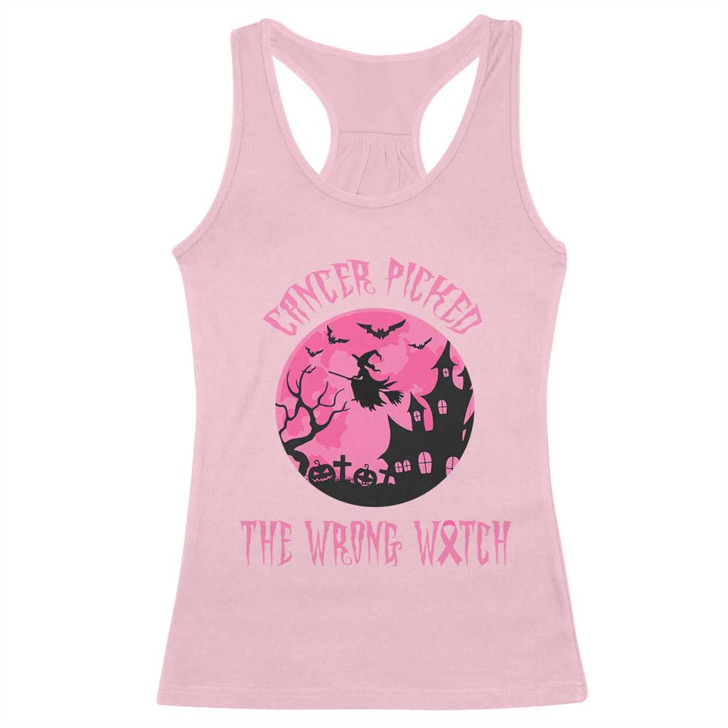 Breast Cancer Halloween Racerback Tank Top In October We Wear Pink Witch TS10 Light Pink Print Your Wear